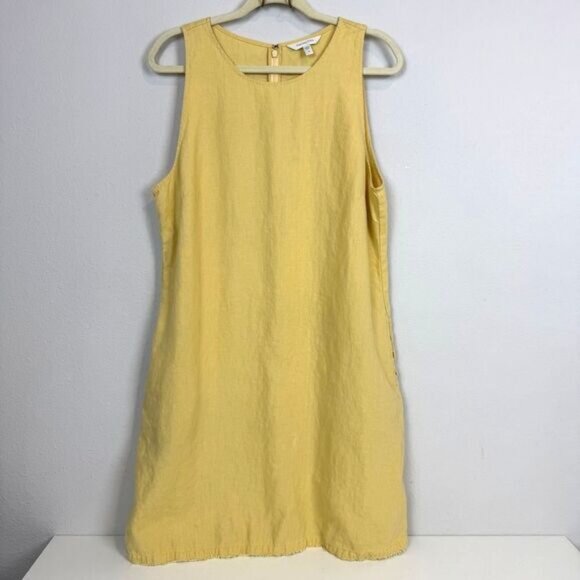 Garnet Hill Dresses & Skirts - Garnet Hill Yellow Linen Sleeveless Midi Dress 14